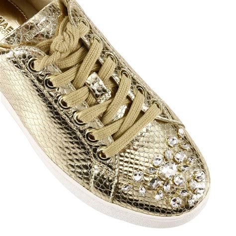 michael kors schuhe damen weiß gold|michael kors women's gold sneakers.